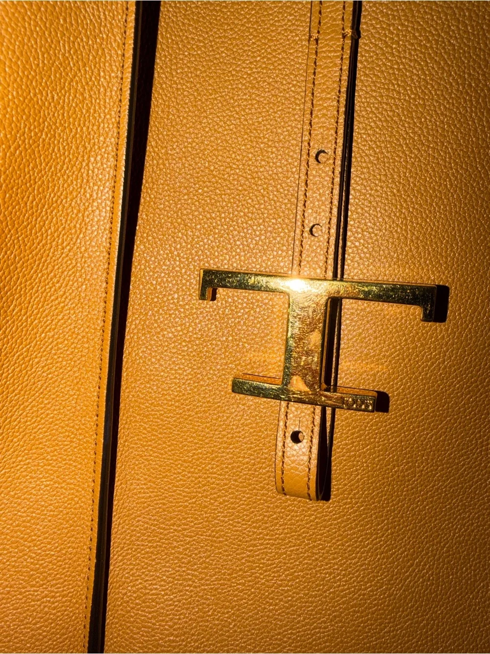 Tod's Cognac Leather Tote with Gold T Hardware